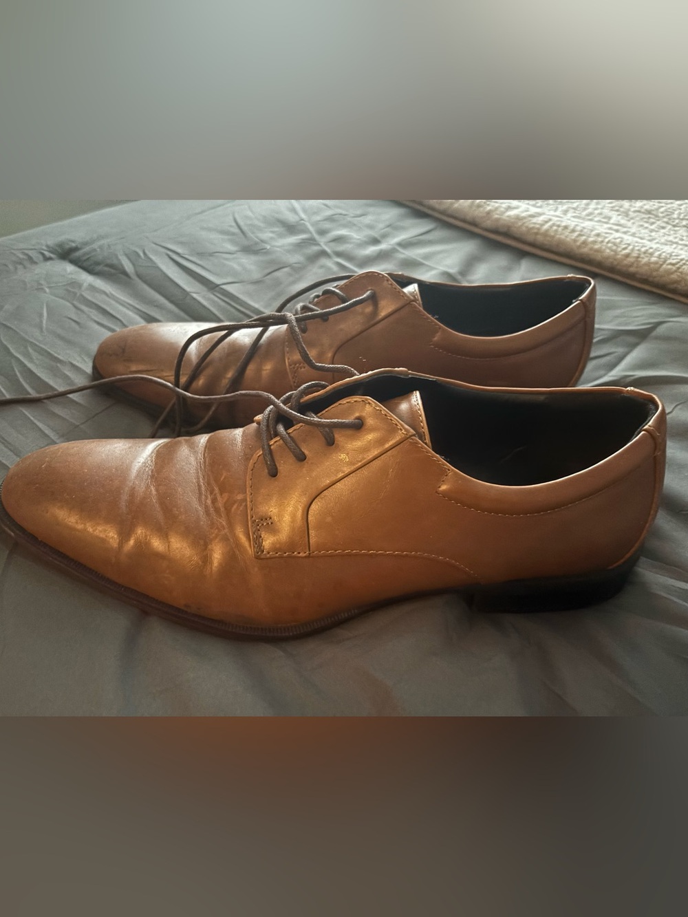 Alfani Tan Leather Derby Dress Shoes